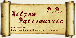 Miljan Mališanović vizit kartica